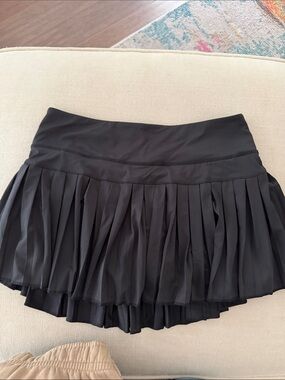Women's Black Pleated Mini Skirt with Built-In Shorts